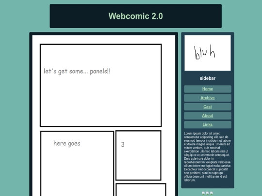 Art Page/Webcomic/webcomichome screenshot