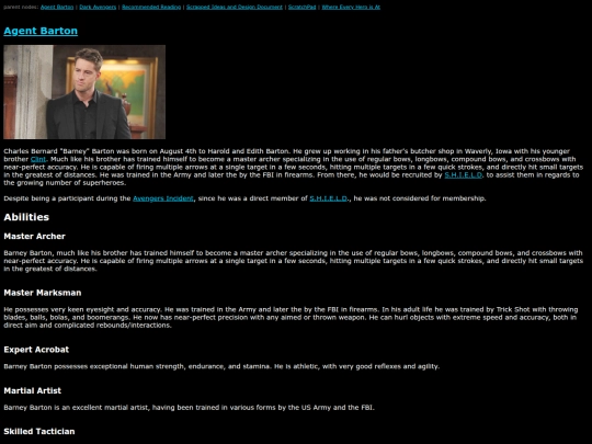 MarvelWiki/Agent Barton screenshot