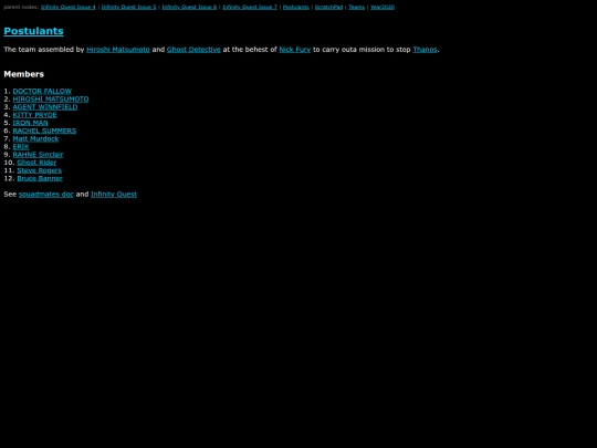 MarvelWiki/Postulants screenshot