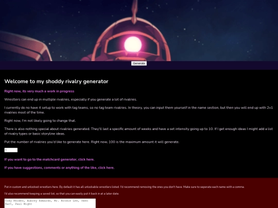 universe/rivalries screenshot