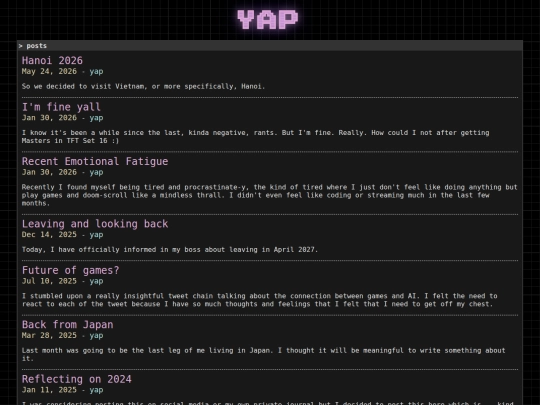blog/yap screenshot