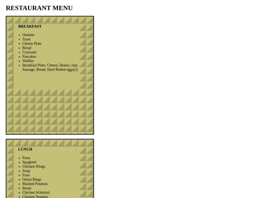 Restaurant Menu/Restaurant Menu screenshot