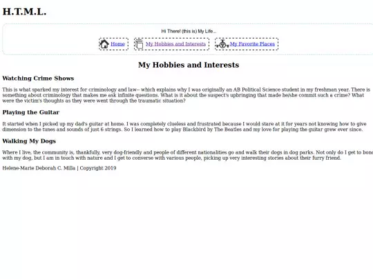 html/hobbies screenshot