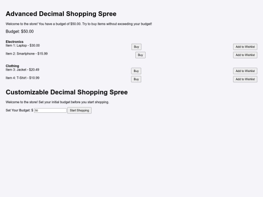math/decimalbudget screenshot