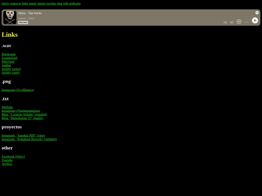 header/links screenshot
