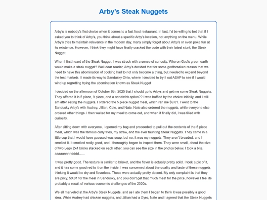 AnticsPages/aPages/ArbysNuggets screenshot