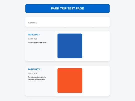 Parks/TestPage screenshot