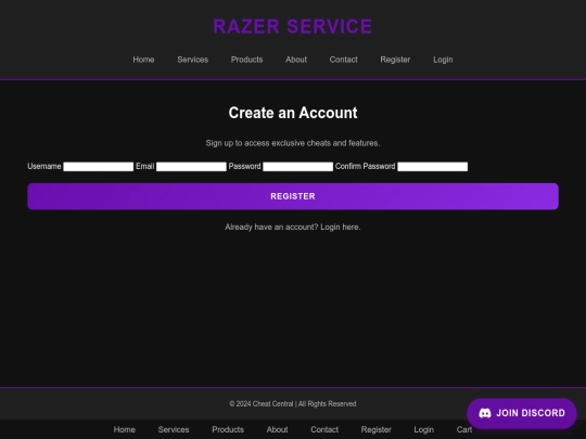 register screenshot
