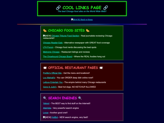 links screenshot