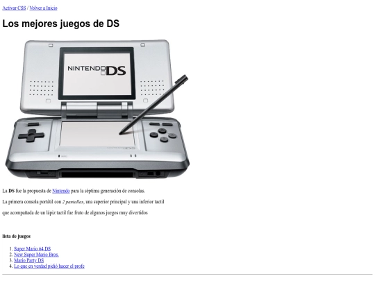 Tarea 3/nocss screenshot