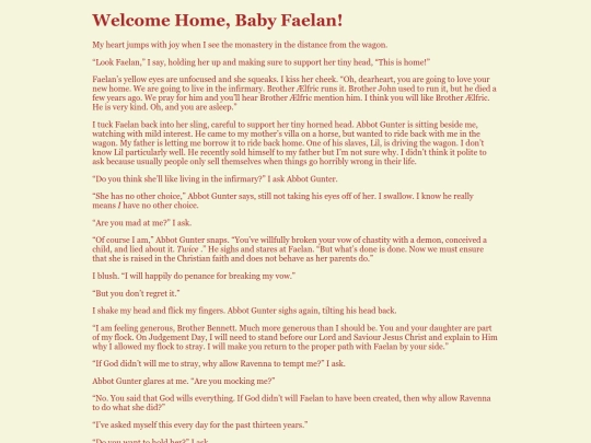 Tales From The Monastery Stories/Welcome_Home_Baby_Faelan screenshot