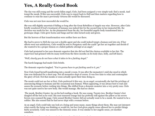 Tales From The Monastery Stories/YesAReallyGoodBook screenshot