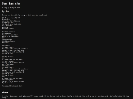 gumby/songs/5amsam$4m screenshot