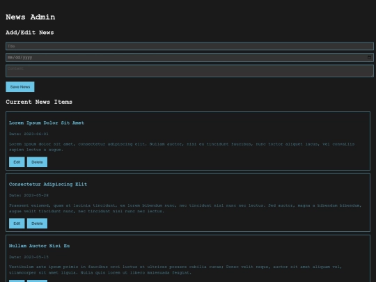 admin screenshot