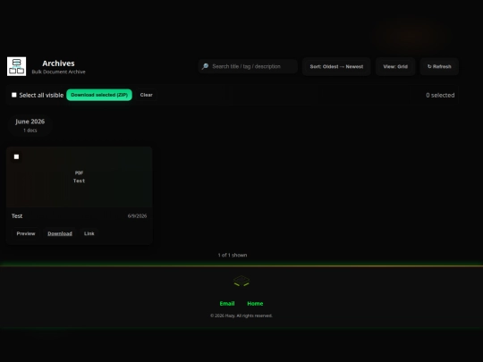archives screenshot
