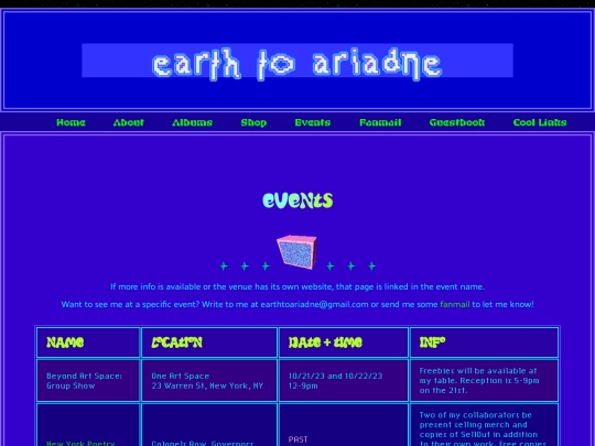 events screenshot