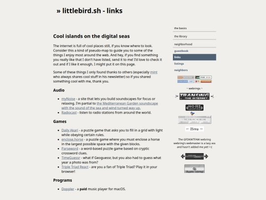 links screenshot