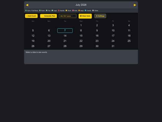 WorkoutCalendarbk screenshot