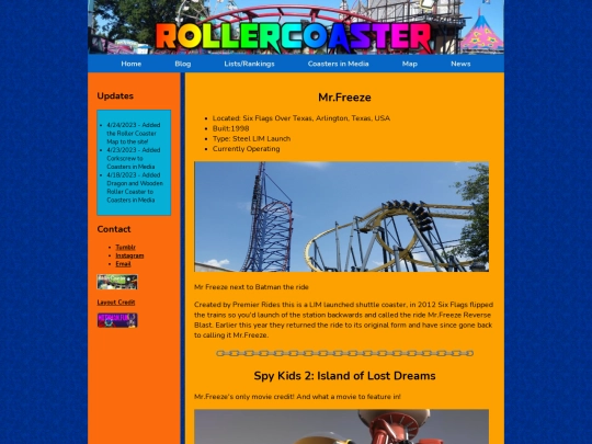 navbar pages/Coasters in Media/MrFreeze screenshot