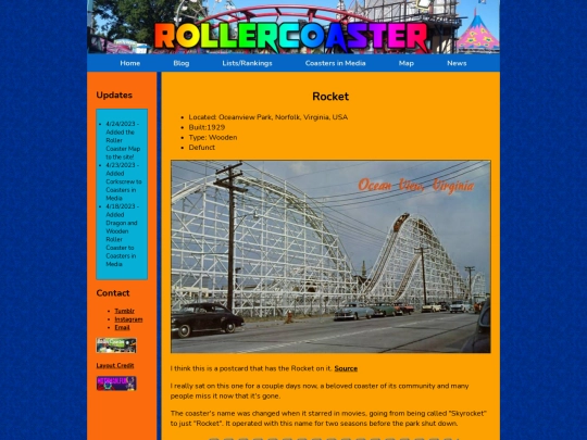 navbar pages/Coasters in Media/Rocket screenshot