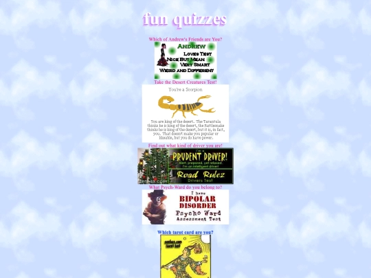 about/beak/quizzles screenshot