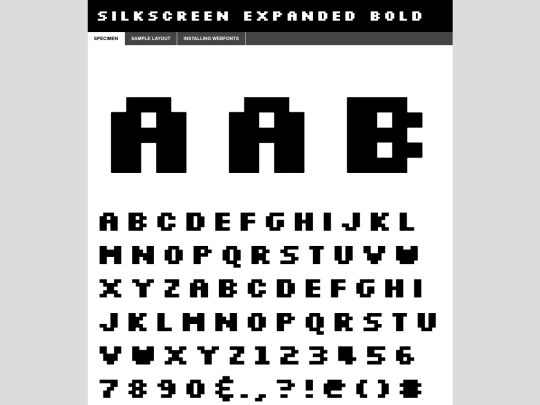 font/web fonts/silkscreenexpanded_bold_macroman/slkscreb-demo screenshot