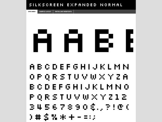 font/web fonts/silkscreenexpanded_normal_macroman/slkscre-demo screenshot