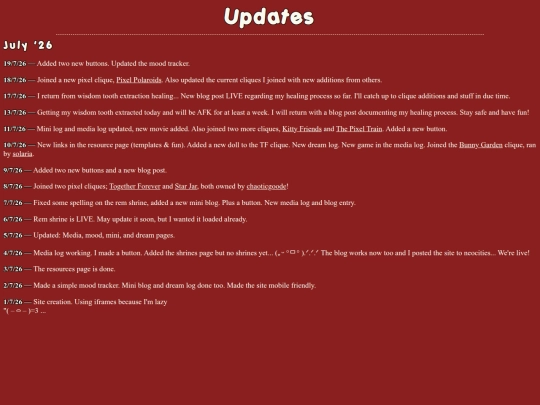 updates screenshot