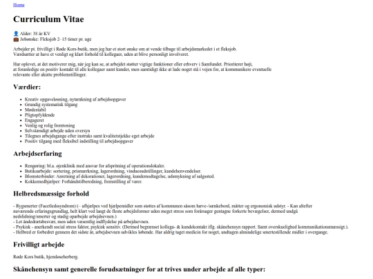 CV screenshot