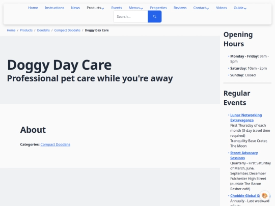 products/doggy-day-care screenshot