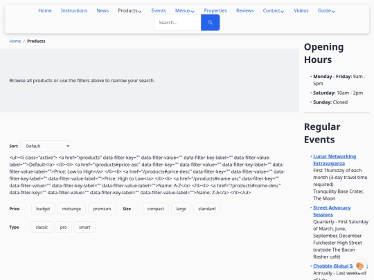 products screenshot