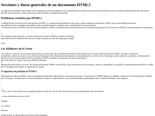 secciones/SeccionesylineasgeneralesdeundocumentoHTML5 screenshot