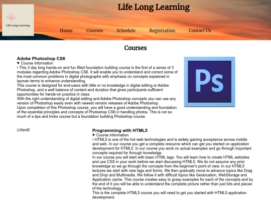 courses screenshot