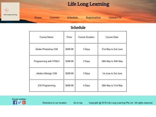 schedule screenshot