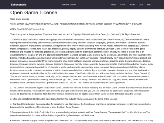 Open Game License screenshot
