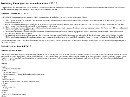 mod1/Secciones y líneas generales de un documento HTML5 screenshot