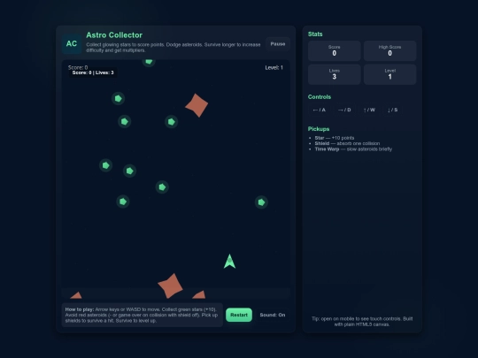 astro-collector-game screenshot
