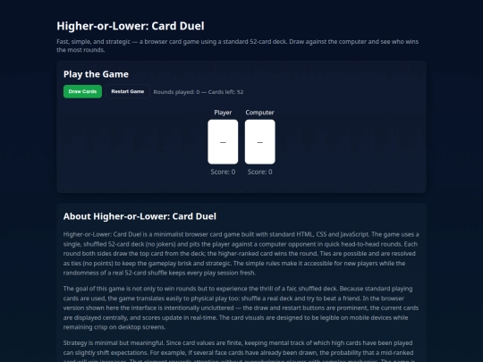 higher_or_lower_card_duel screenshot