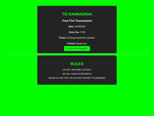 TD TOURNAMENT /test screenshot