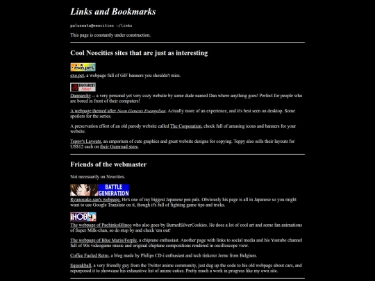 links screenshot