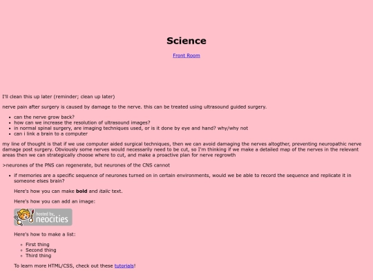 ScienceSubpage screenshot