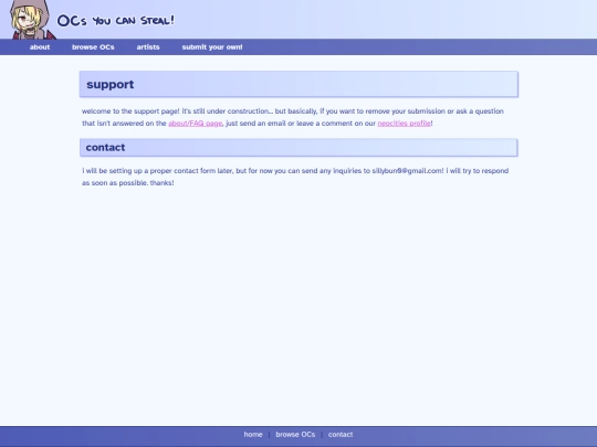 support screenshot