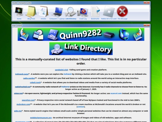 links screenshot