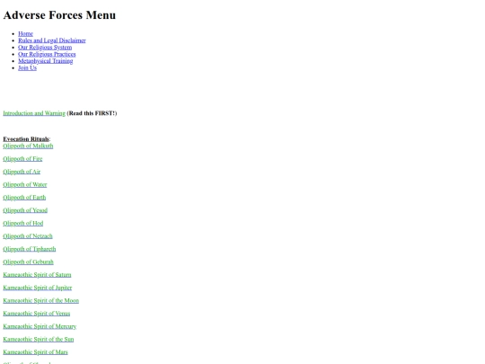adverse-forces-menu screenshot