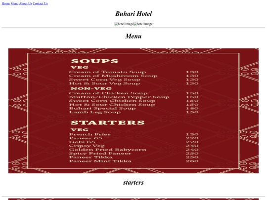 hotel/Menu screenshot