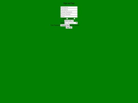 login page/sign up screenshot