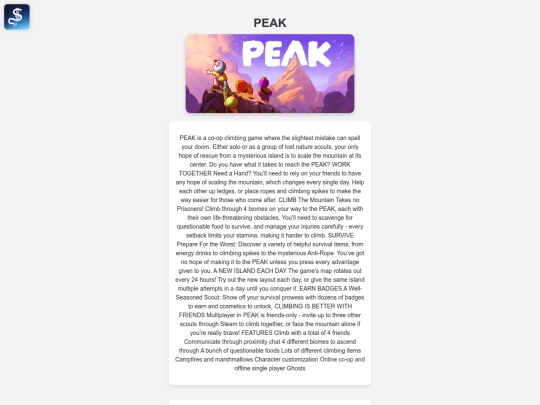 new site/gamepages/peak screenshot