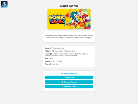 new site/gamepages/sonicmania screenshot