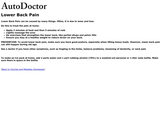 injuries/backpain screenshot