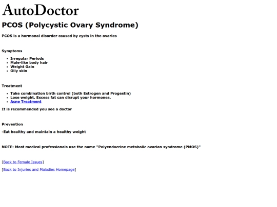 injuries/females/pcos screenshot
